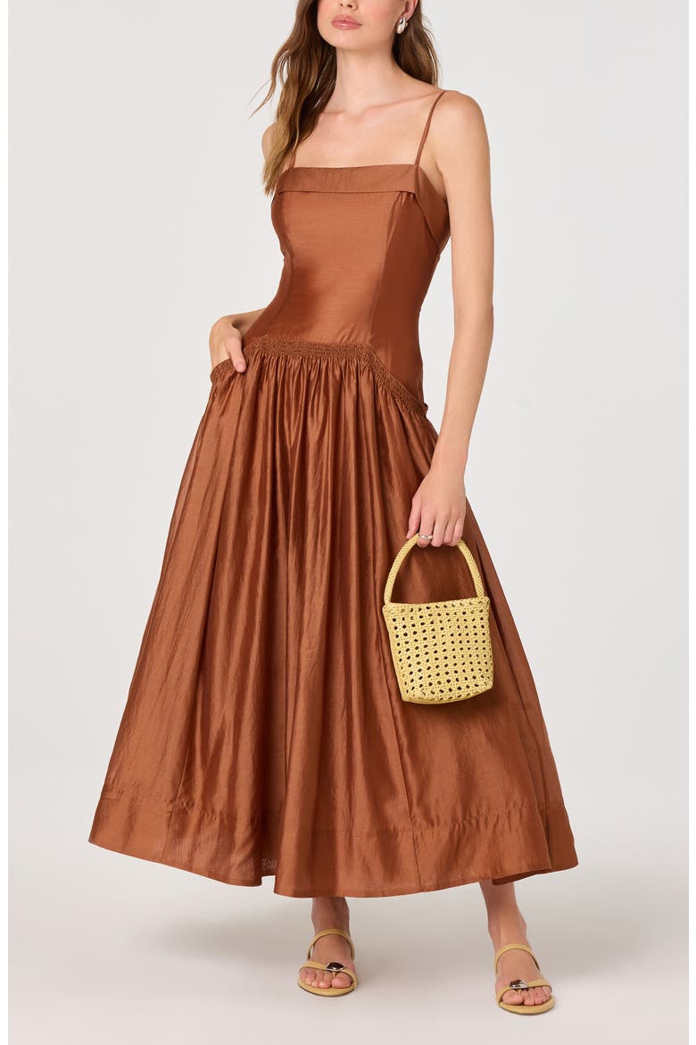 Ovina Party Dress, Alternate, color, SPICE BROWN