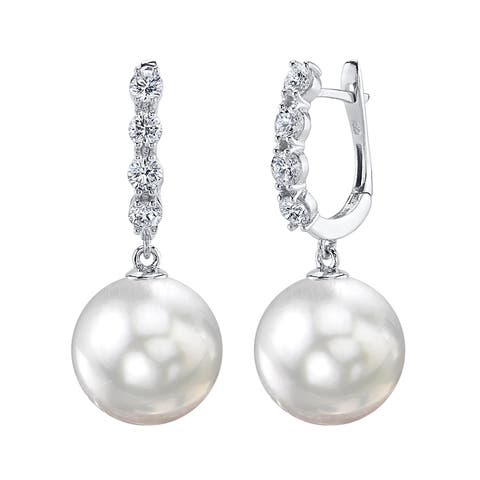 White South Sea Pearl & Diamond Belle Earrings