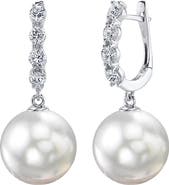 The Pearl Source White South Sea Pearl & Diamond Belle Earrings