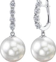 The Pearl Source White South Sea Pearl & Diamond Belle Earrings