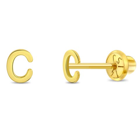 14k Itsy Bitsy Initial Letter Earrings