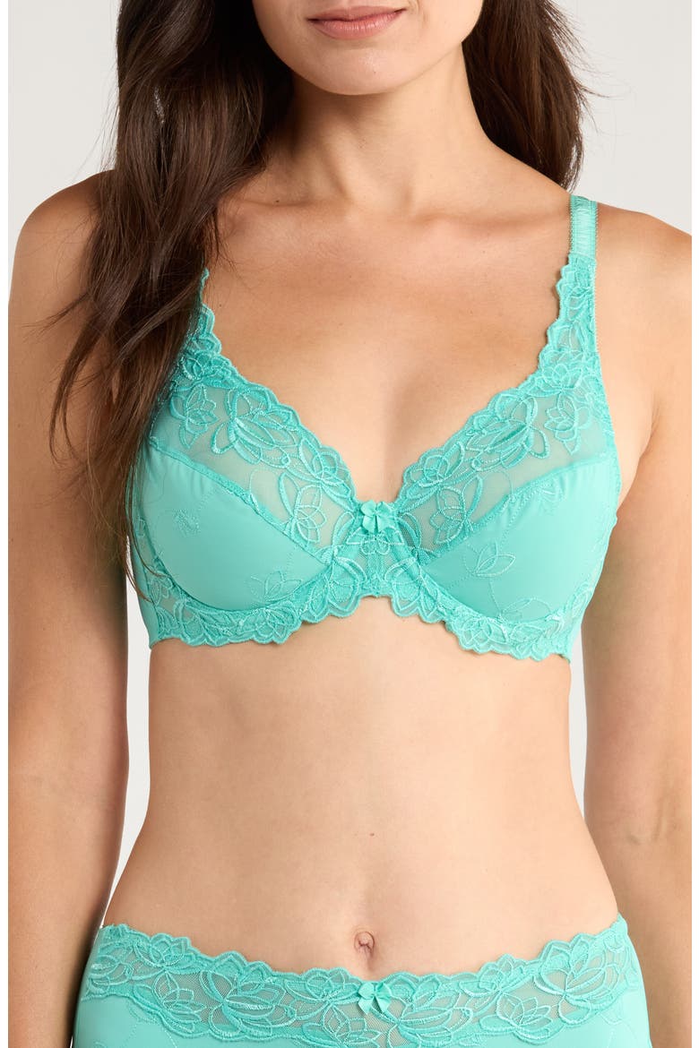 Diva Embrodiered Mesh Underwire Bra, Main, color, POOL BLUE