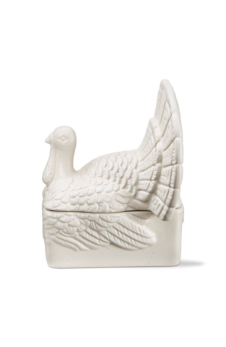 tag White Ceramic Turkey Butter Dish Serving Platter Set, Alternate, color, White