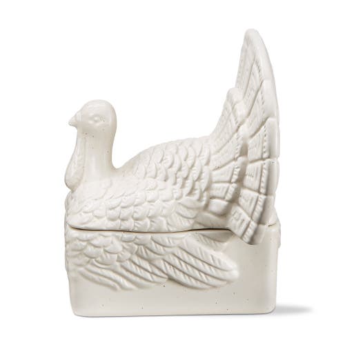 Tag White Ceramic Turkey Butter Dish Serving Platter Set In White