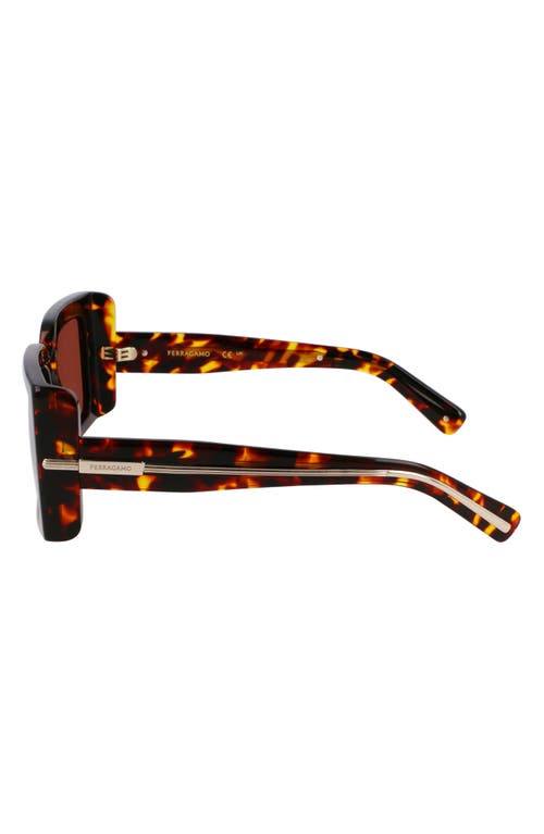 Ferragamo Prisma 55mm Modified Rectangular Sunglasses In Dark Tortoise