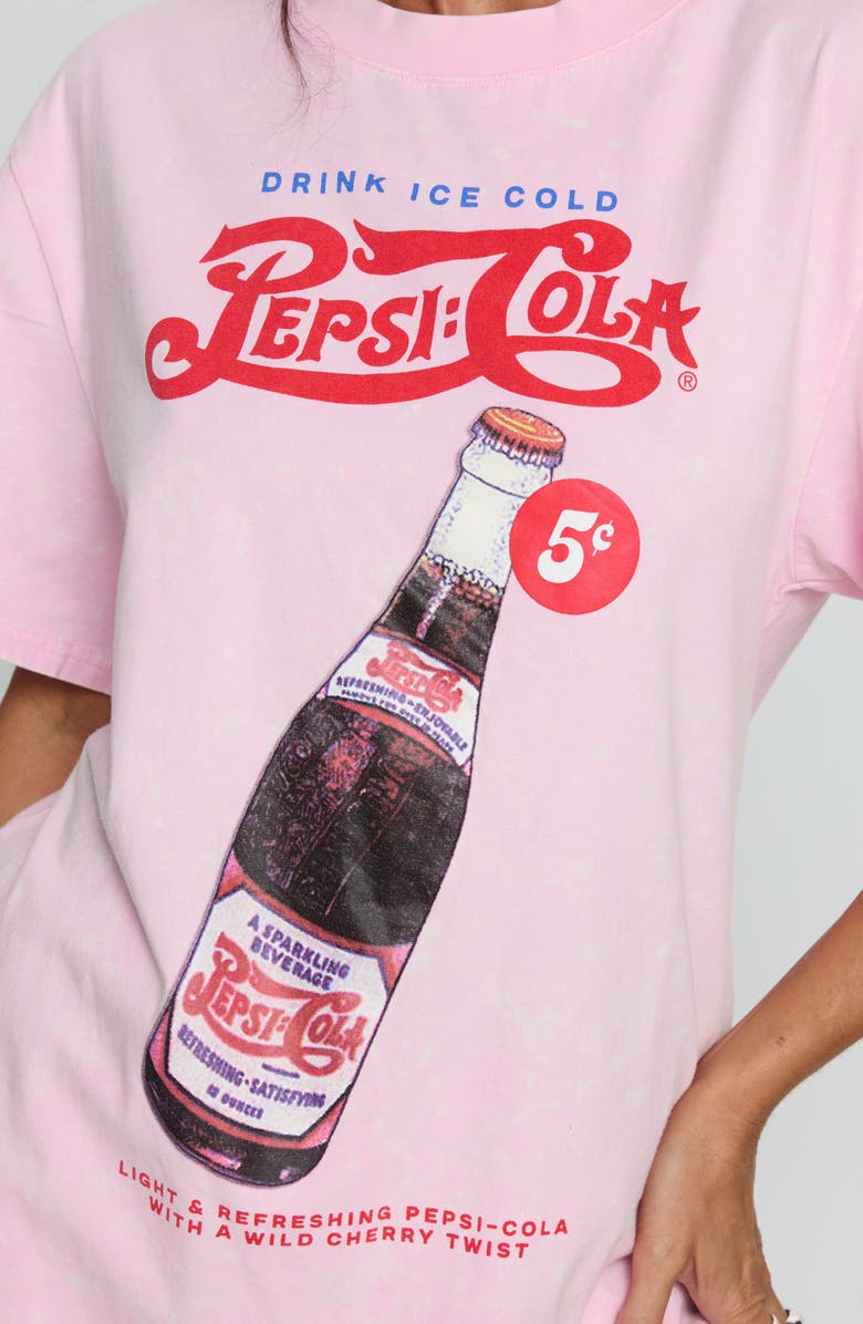 Princess Polly Pepsi Cola Oversize Cotton Graphic T-Shirt, Alternate, color, Washed Pink