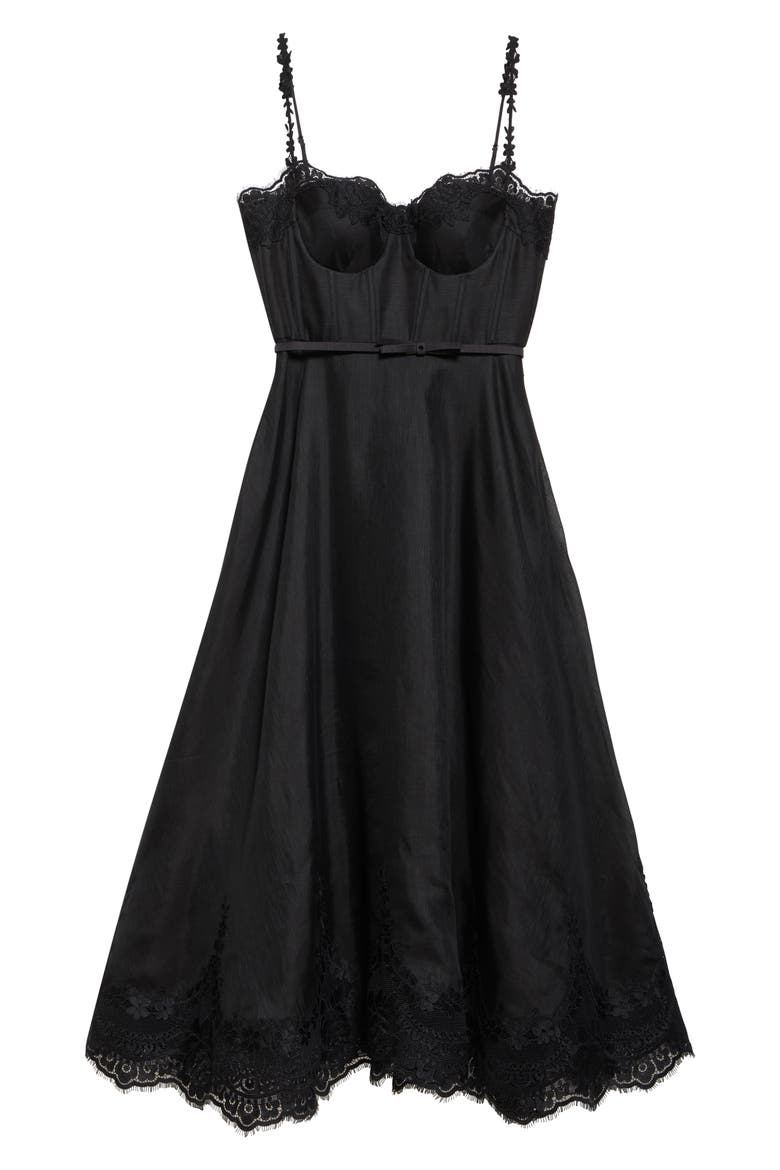 Hypnotic Lace Trim Corset Dress, Alternate, color, BLACK