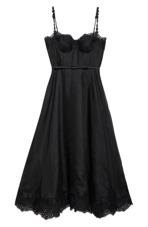 Zimmermann Hypnotic Lace Trim Corset Dress In Black