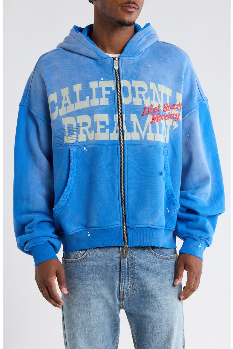 California Dreamin' Zip Hoodie, Alternate, color, BLUE