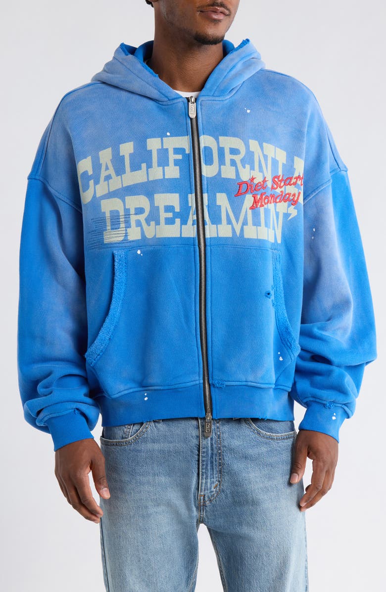 DIET STARTS MONDAY California Dreamin' Zip Hoodie, Alternate, color, Blue
