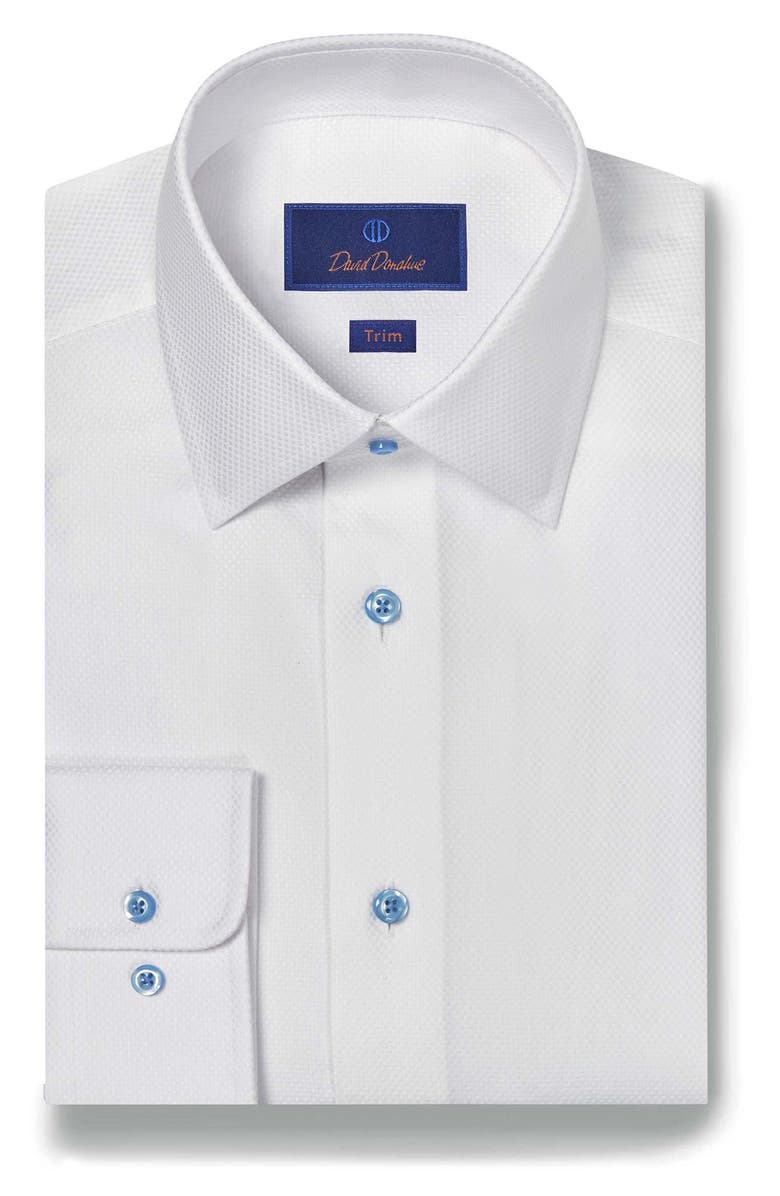 David Donahue Trim Fit Micro Texture Dobby Dress Shirt, Main, color, 