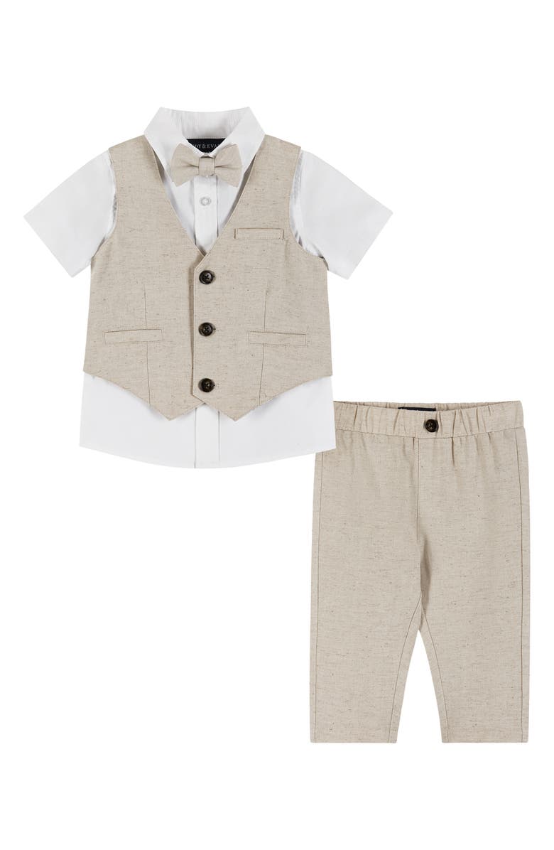 Andy & Evan Short Sleeve Button-Up Shirt, Vest, Pants & Bow Tie Set, Main, color, 