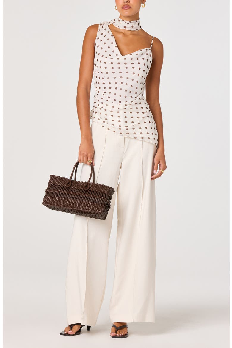 Adrie Polka Dot Asymmetric Scarf Neck Top, Alternate, color, CREAM POLKA DOT
