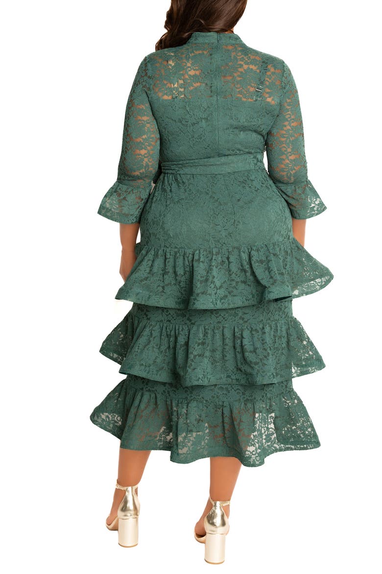Tiered Lace Long Sleeve Maxi Dress, Alternate, color, EMERALD