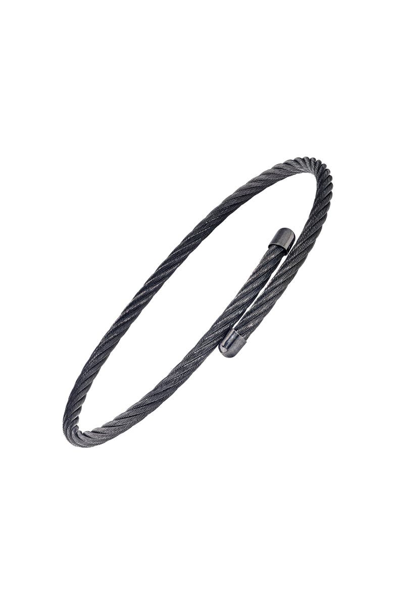Adjustable Stainless Steel Cable Bracelet, Main, color, GUNMETAL