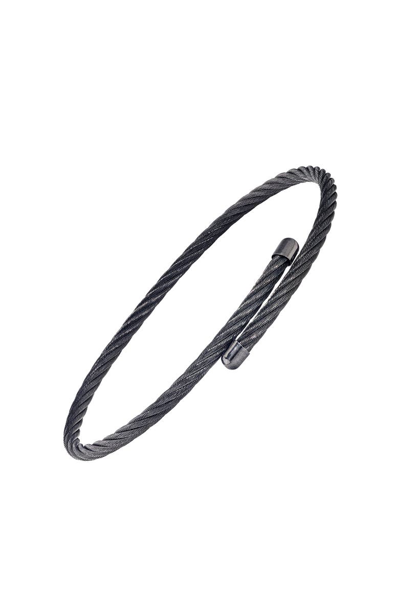 Link Up Adjustable Stainless Steel Cable Bracelet, Main, color, Gunmetal