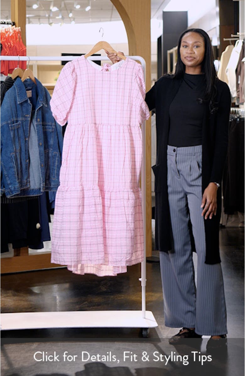 Plaid Tiered Ruffle Cotton Blend Dress, sales video thumbnail