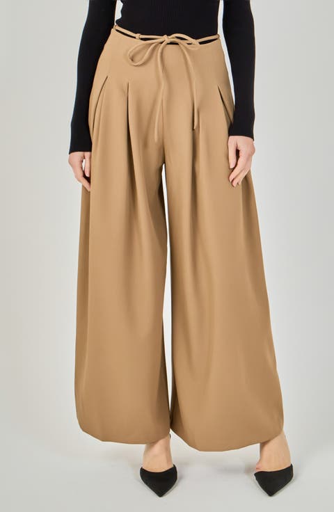 Pleated High Waist Wide Leg Pants