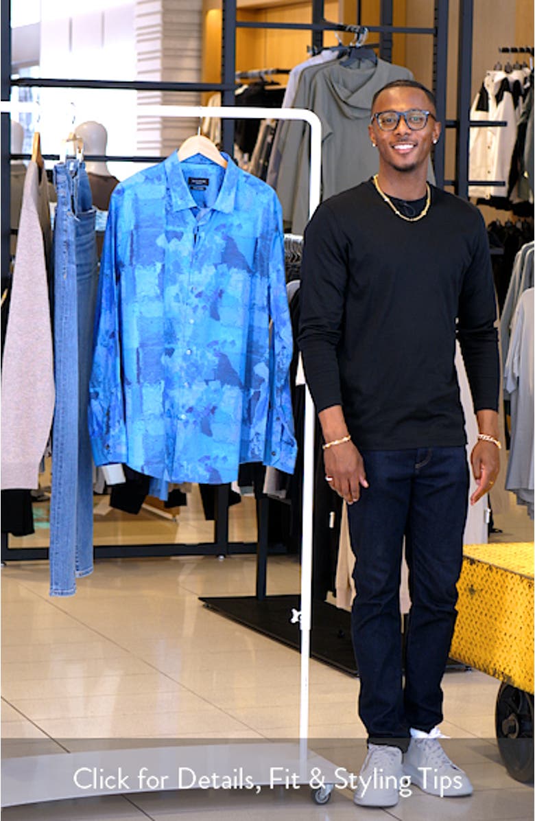 Julian Shaped Fit Print Button-Up Shirt, sales video thumbnail