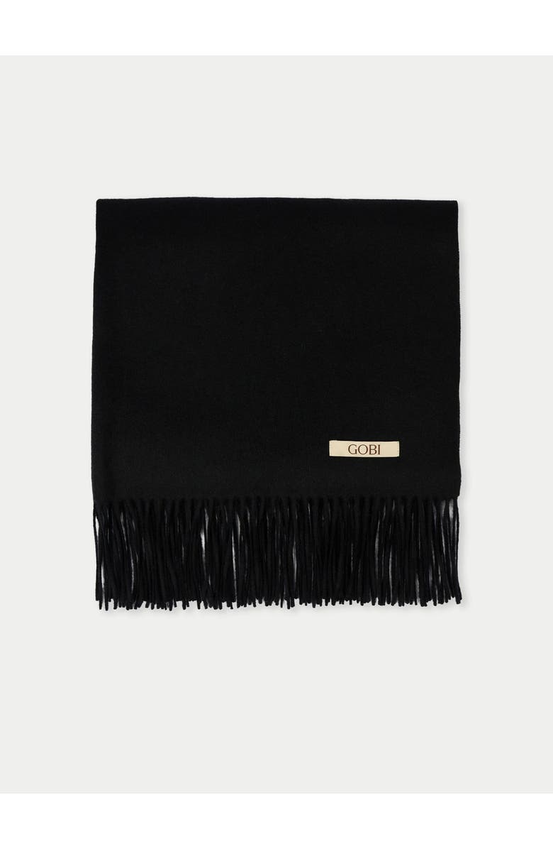 Gobi Cashmere Wide Fringe Scarf, Main, color, Black