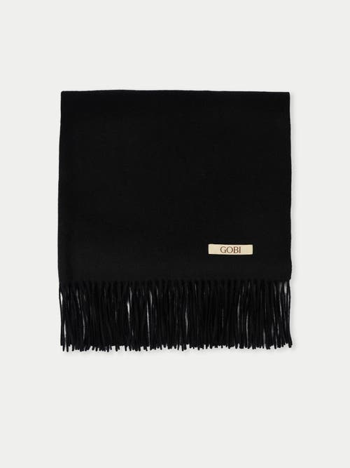 Gobi Cashmere Wide Fringe Scarf In Black