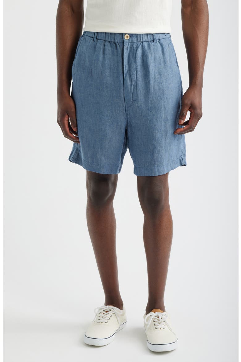 Pull-On Linen Shorts, Main, color, LIGHT CHAMBRAY