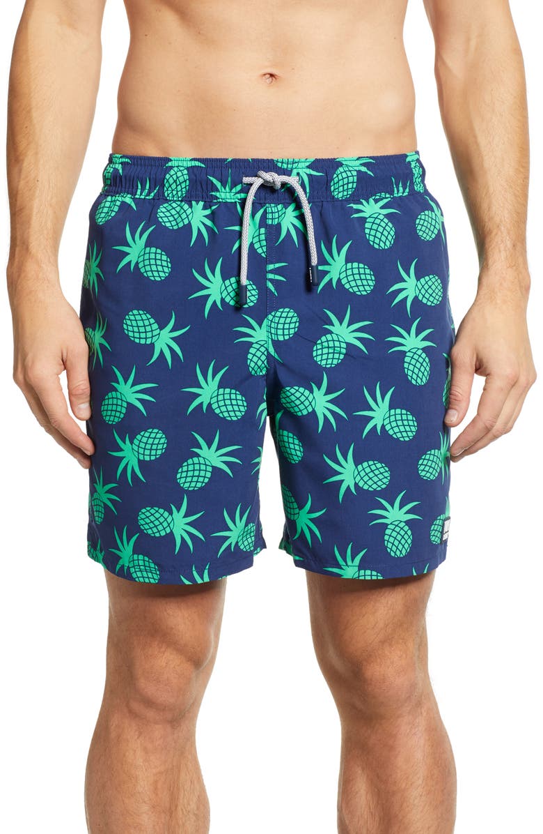 Tom & Teddy Pineapple Print Swim Trunks, Main, color, 