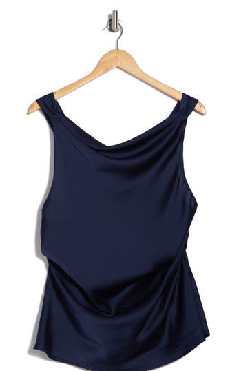 RENEE C RENEE C OPEN BACK RUCHED SLEEVELESS SATIN TOP 
