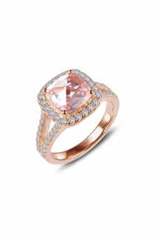 Lafonn Cushion Simulated Morganite & Simulated Diamond Ring