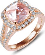 Lafonn Cushion Simulated Morganite & Simulated Diamond Ring