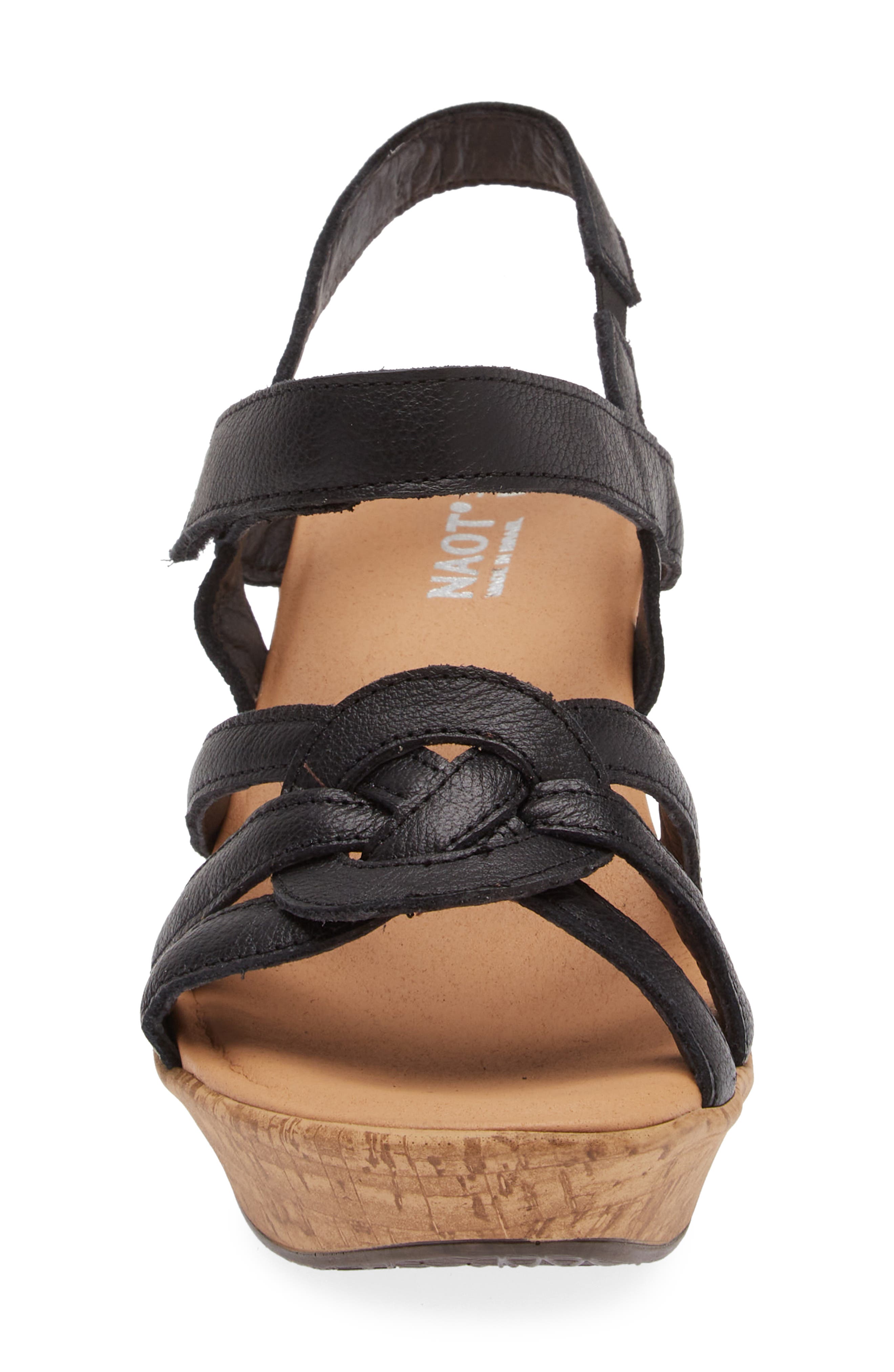 Naot Tropical Platform Wedge Sandal, Alternate, color, Soft Black Leather