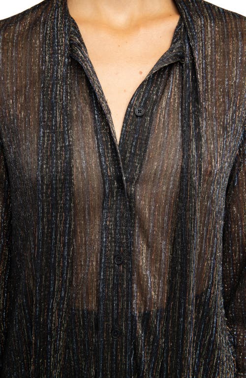 Zadig & Voltaire Tulba Shimmer Tie Neck Shirt In Black