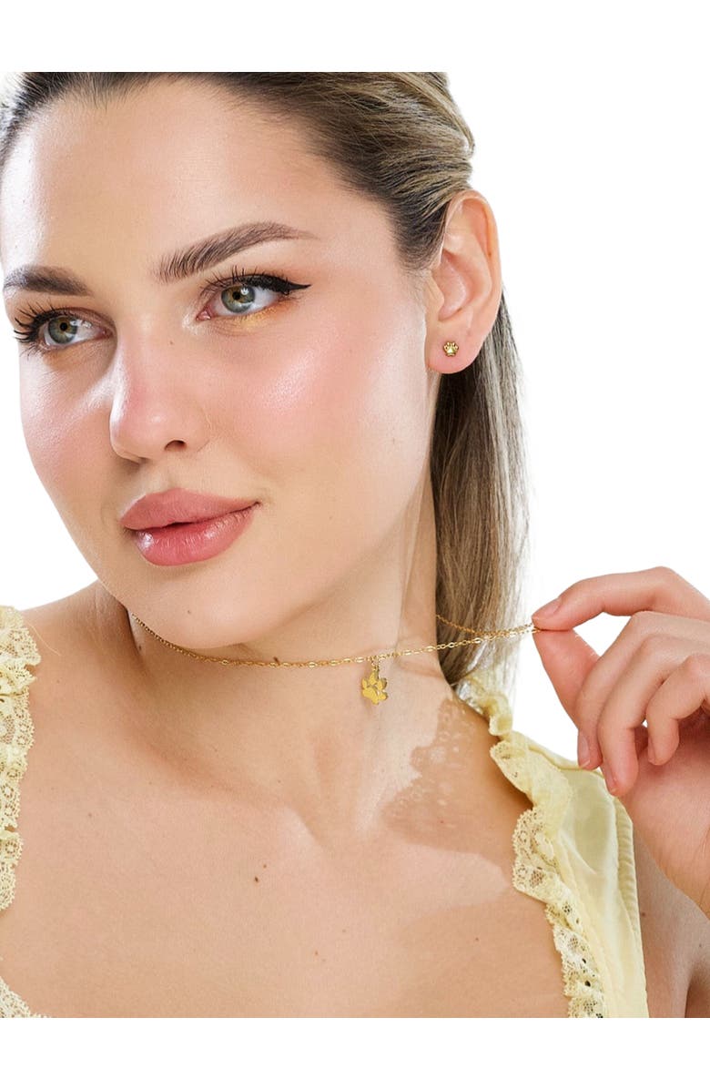 Hollywood Sensation EverPaw Single Paw Print Gold Plated Necklace, Alternate, color, Silver