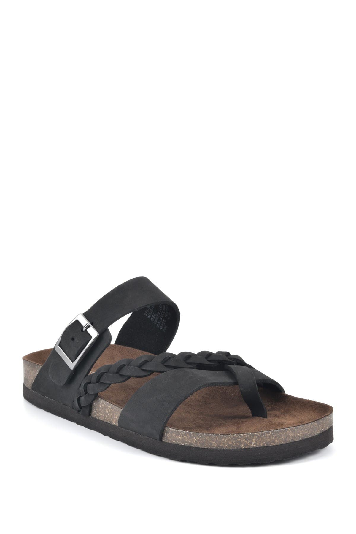 White Mountain Footwear Hazy Leather Footbed Sandal, Main, color, Black/Nubuck