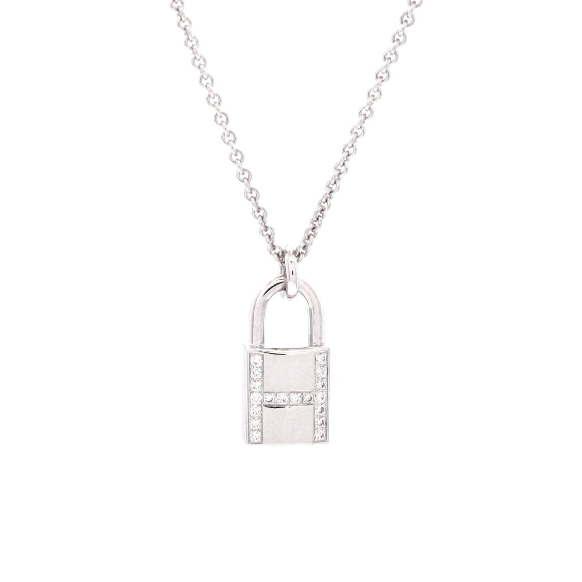 Amulettes Cadenas Pendant Necklace 18K White Gold with Diamonds, Main, color, Metallic Gold