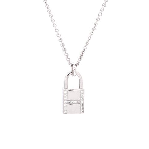 Amulettes Cadenas Pendant Necklace 18K White Gold with Diamonds