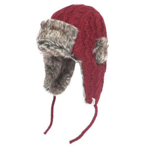 NIRVANNA DESIGNS NIRVANNA DESIGNS CABLE KNIT RUSSIAN HAT W/ FAUX FUR