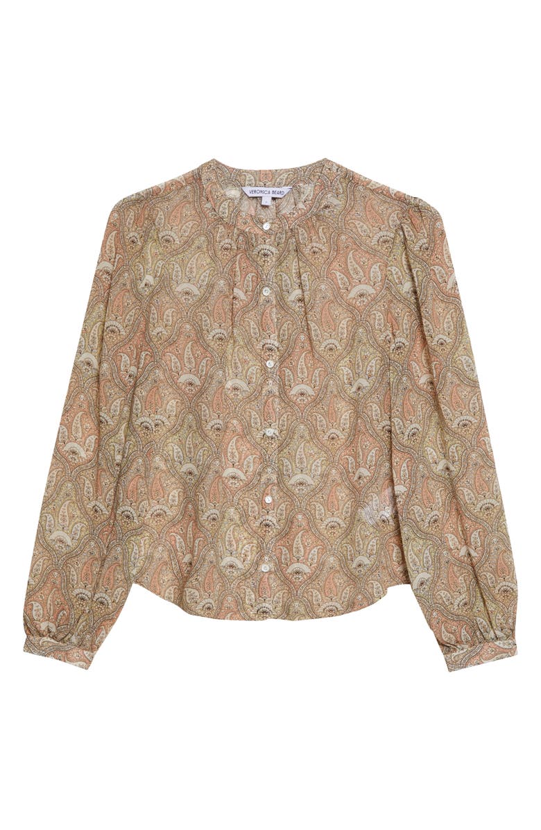 Veronica Beard Ashlynn Paisley Silk Top, Main, color, Stone Khaki Multi