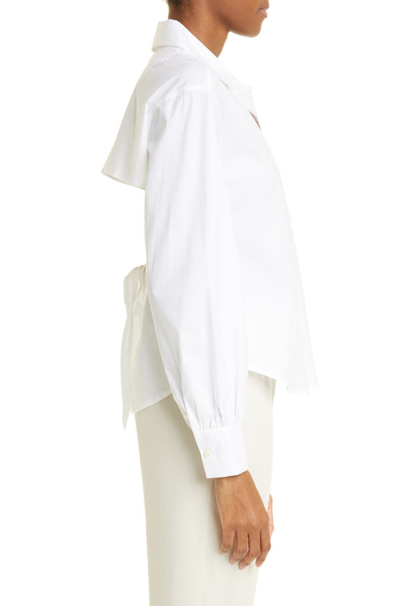 Jonathan Simkhai Standard Skylar Tie Back Cotton Poplin Blouse, Alternate, color, 