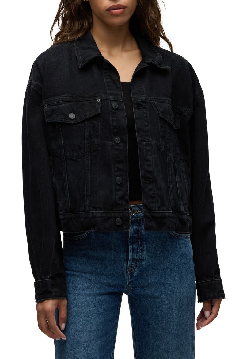 Brea Swing Trucker Jacket, Main, color, BLACK THUNDER