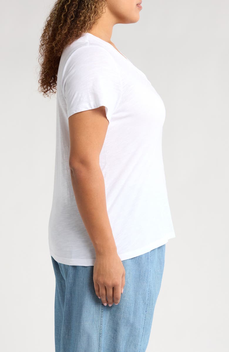 Caslon<sup>®</sup> Short Sleeve Cotton & Modal V-Neck Pocket T-Shirt, Alternate, color, White