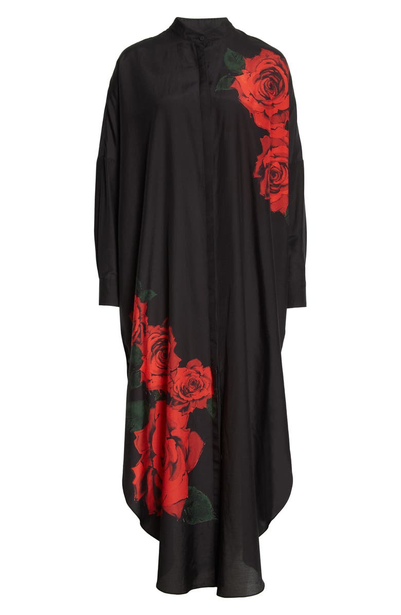 Adam Lippes Rose Print Cotton Voile Caftan Dress, Alternate, color, 