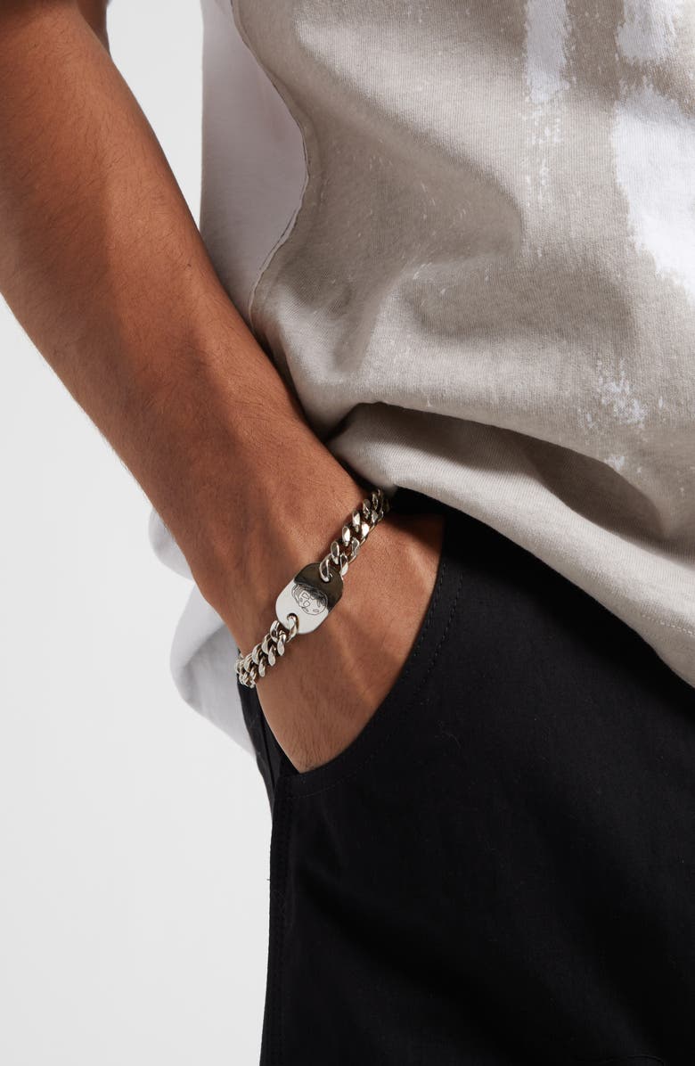 McQueen Skull Plate Pendant Bracelet, Alternate, color, Mcq0911sil.v.b Antil