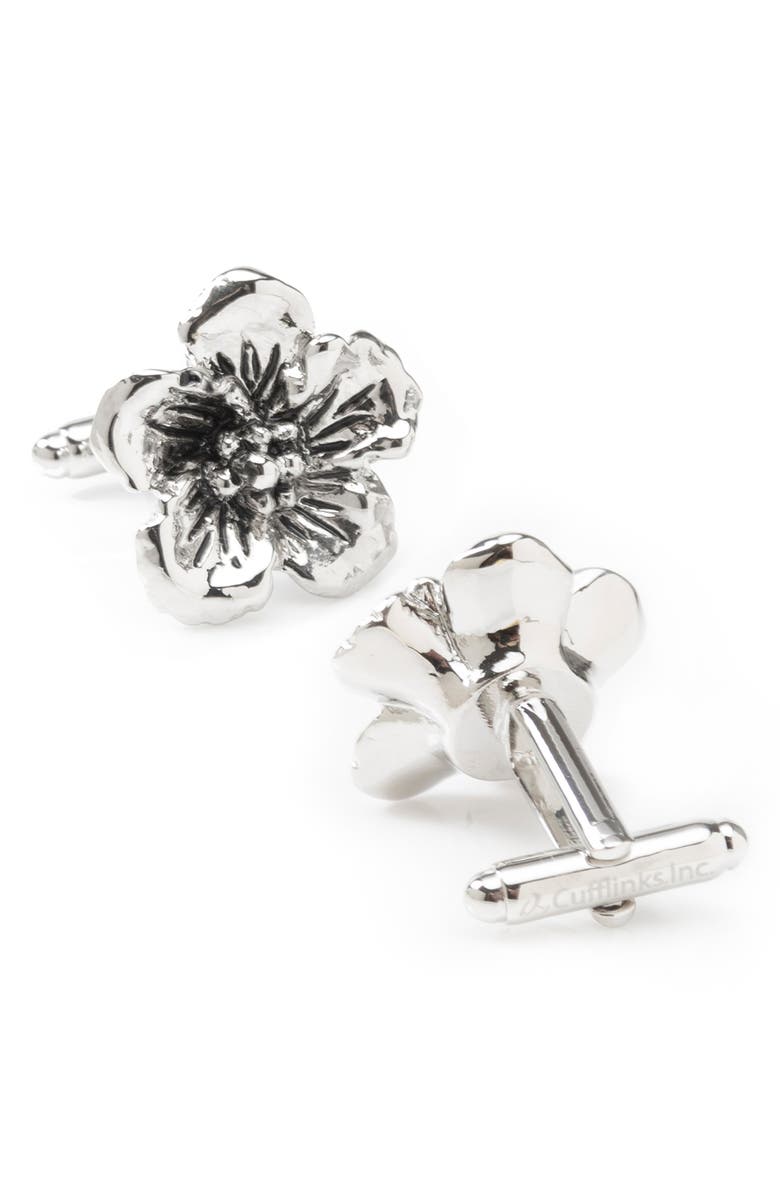 Cufflinks, Inc. Flower Cuff Links, Alternate, color, Silver
