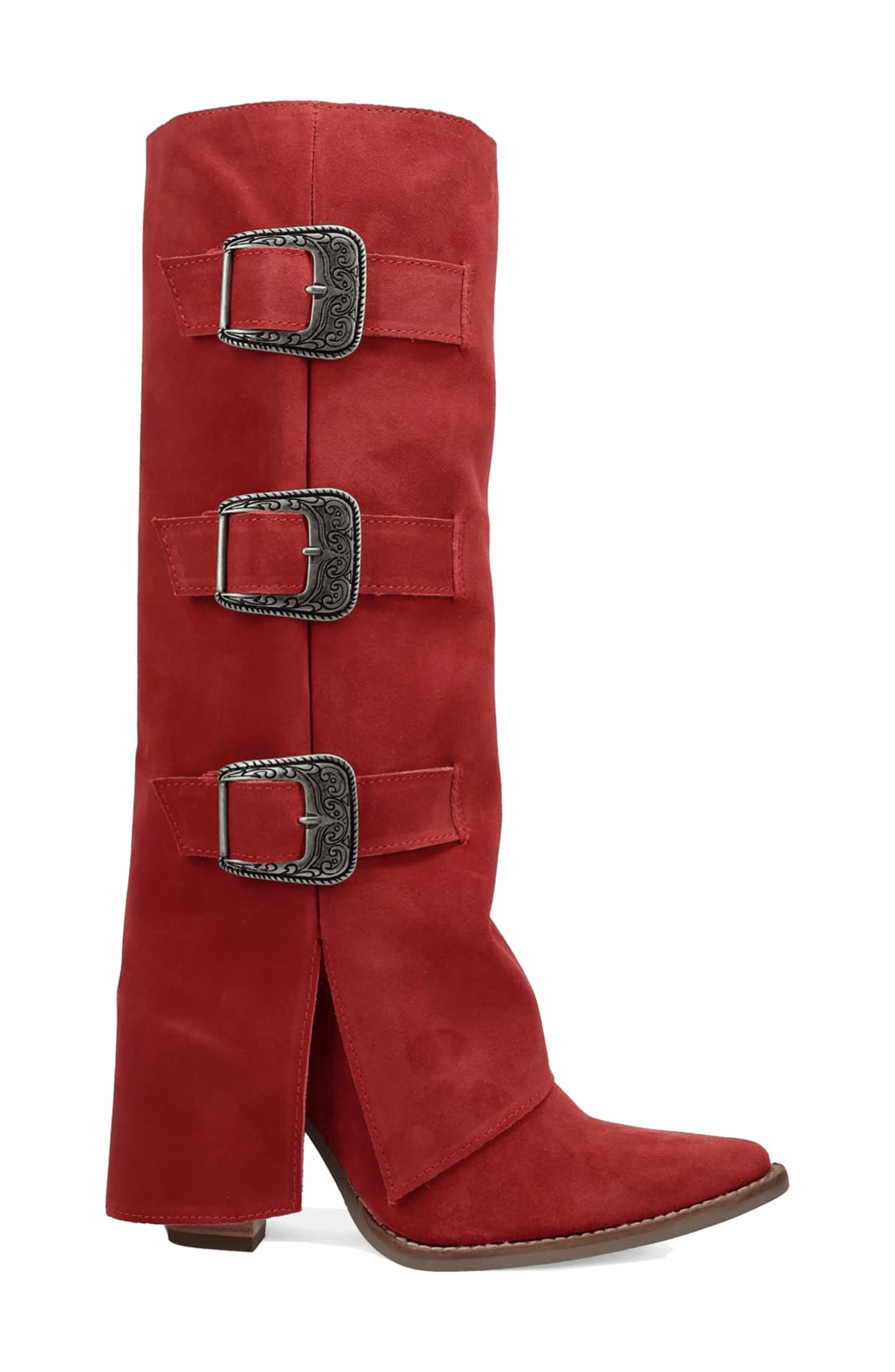 Buckle Bunny Knee High Western Boot, Alternate, color, RED