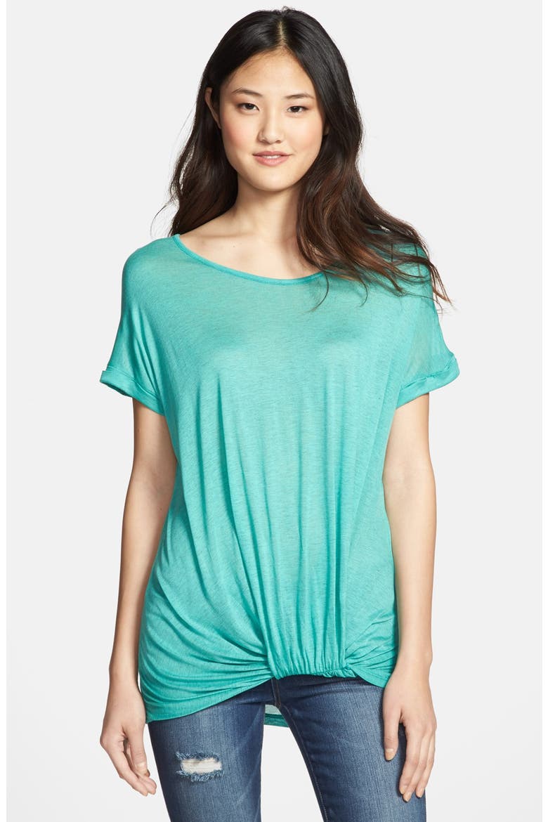 Twisted Hem Short Sleeve Tee, Main, color, EMERALD