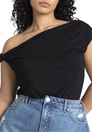 ELOQUII Asym Twist Sleeve Top