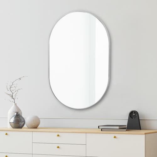 Jonathan Y Milly Medium Oval Metal Framed Wall Mirror In Nickel