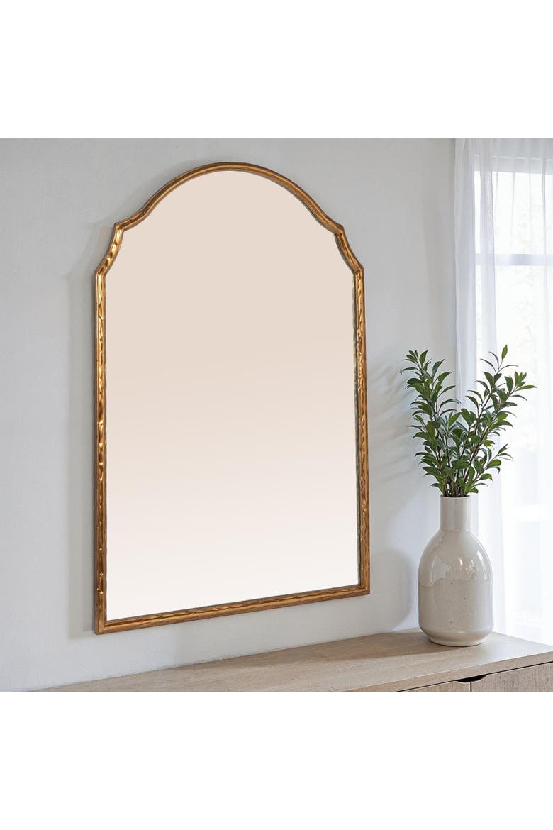 Framed Wall Mirror with Detailed Trim, Alternate, color, Gold