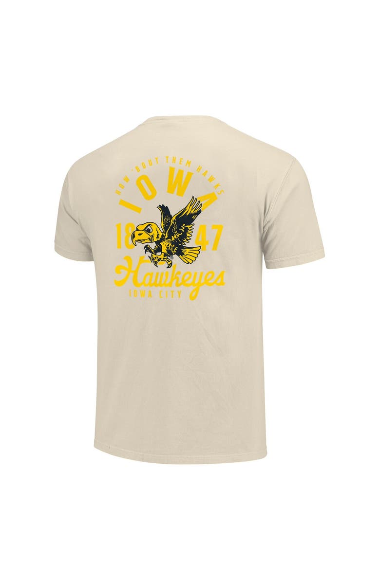 IMAGE ONE Men's Cream Iowa Hawkeyes Comfort Colors Mascot Overlay T-Shirt, Alternate, color, 